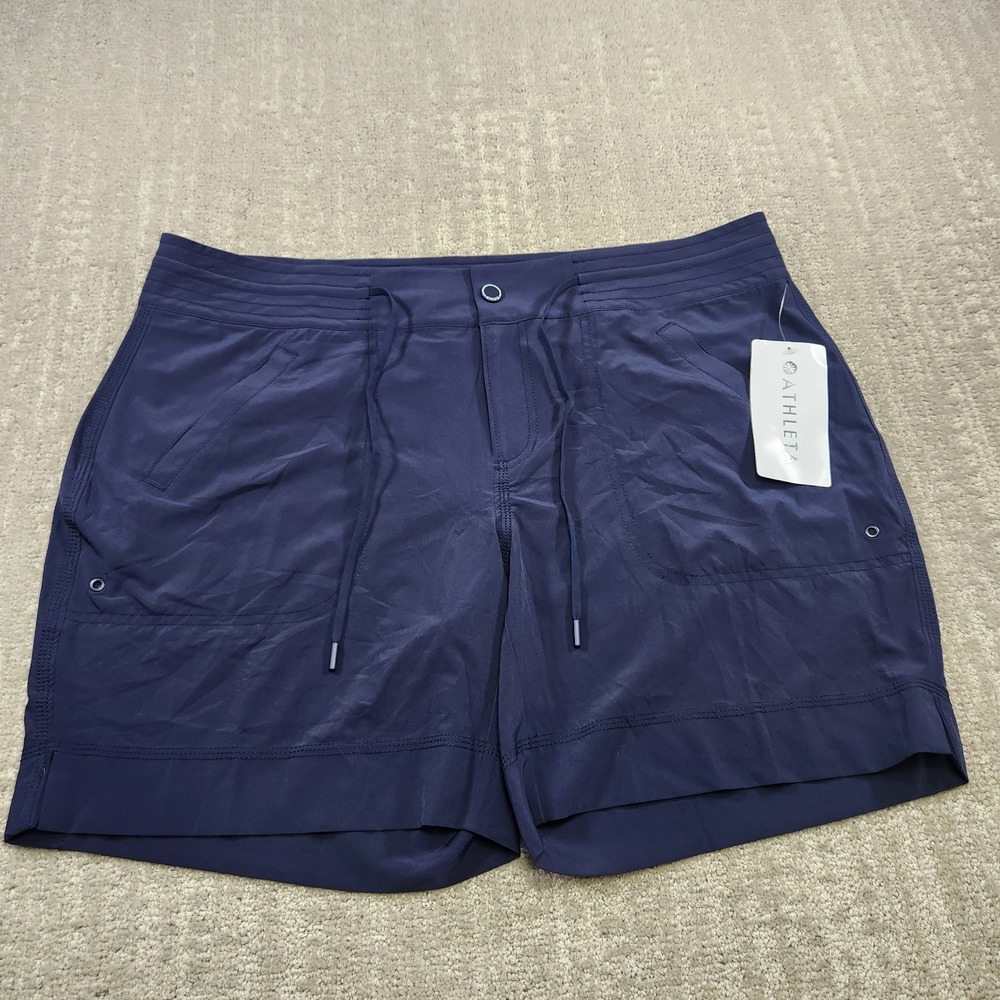 Athleta Shorts Women 16 Rincon Bermuda Stretch Sun Protection Quick Dry Blue NEW